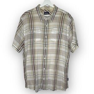 Patagonia Organic Cotton A/C Short Sleeve Shirt Worn Wear Plaid Men’s Size XL